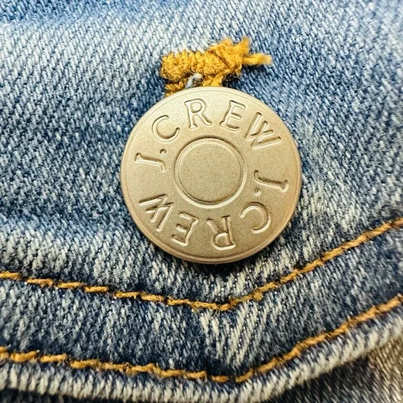 J.Crew Crewcuts Button Front Jean Jacket Blue Youth Girls Classic Crop Size 14 - Picture 11 of 16